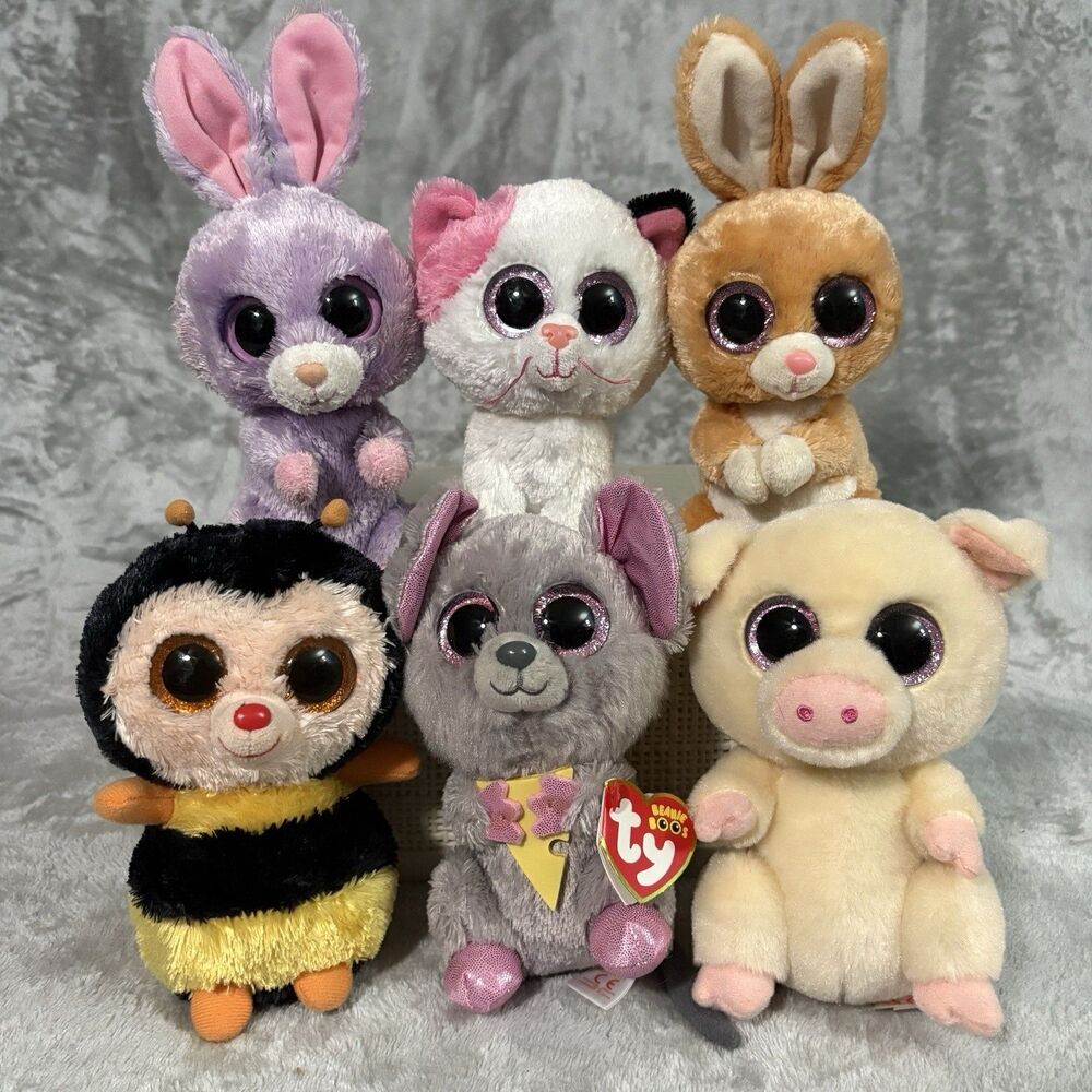 Ty Beanie Boos Pastel & Modern Plush Toy Bundle Lot - 6 Pieces Farm Collection